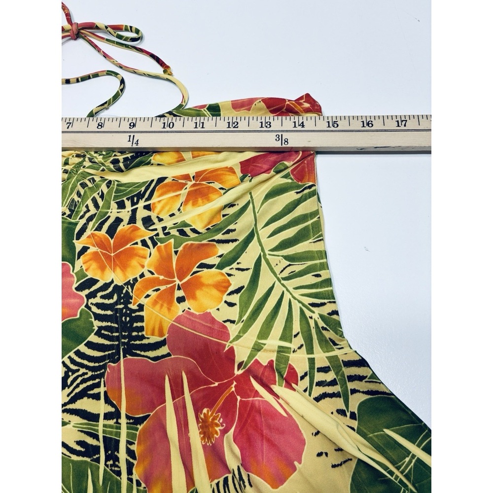 Vintage Y2k 90's Charlotte Russe‎ Women Yellow Halter Top Large Tropical Flowy - Picture 8 of 14